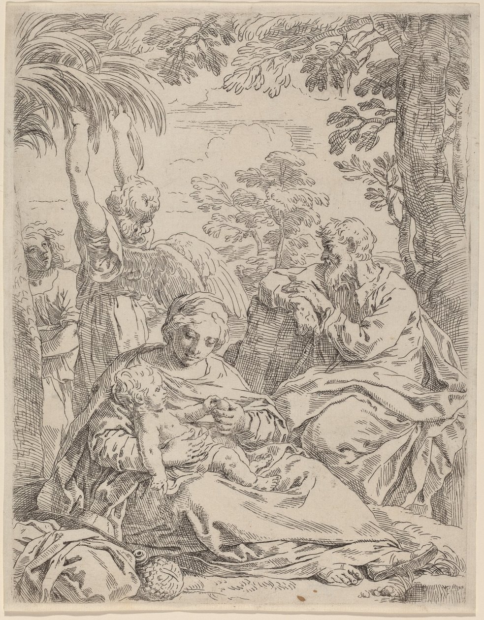 The Rest on the Flight into Egypt by Simone Cantarini