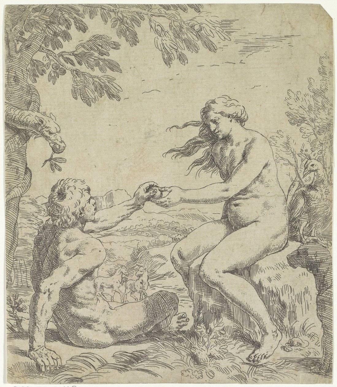 Temptation of Adam by Simone Cantarini