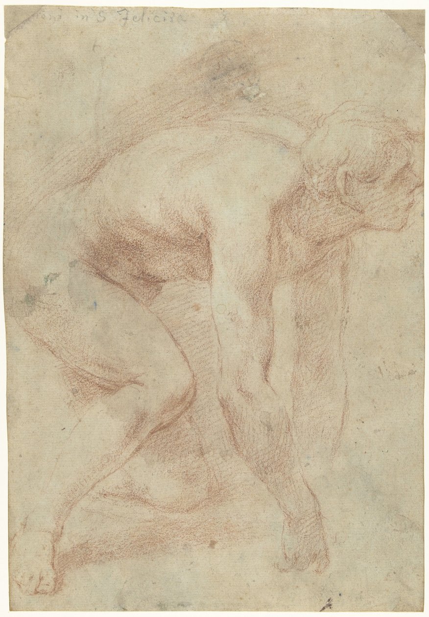 Nude Study of a Kneeling Man by Simone Pignoni