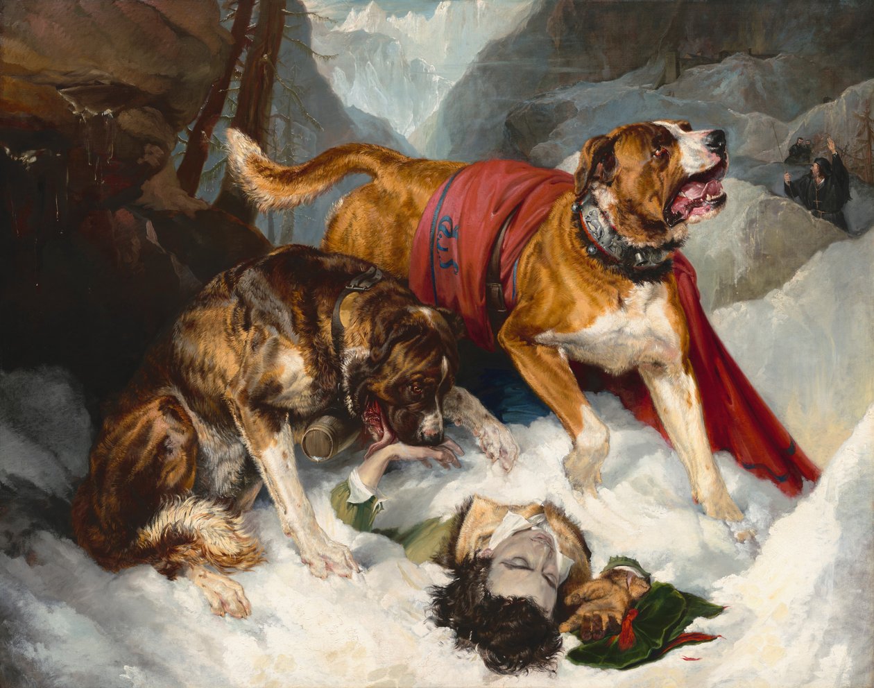 Alpine Mastiffs Reanimating a Distressed Traveler by Sir Edwin Landseer