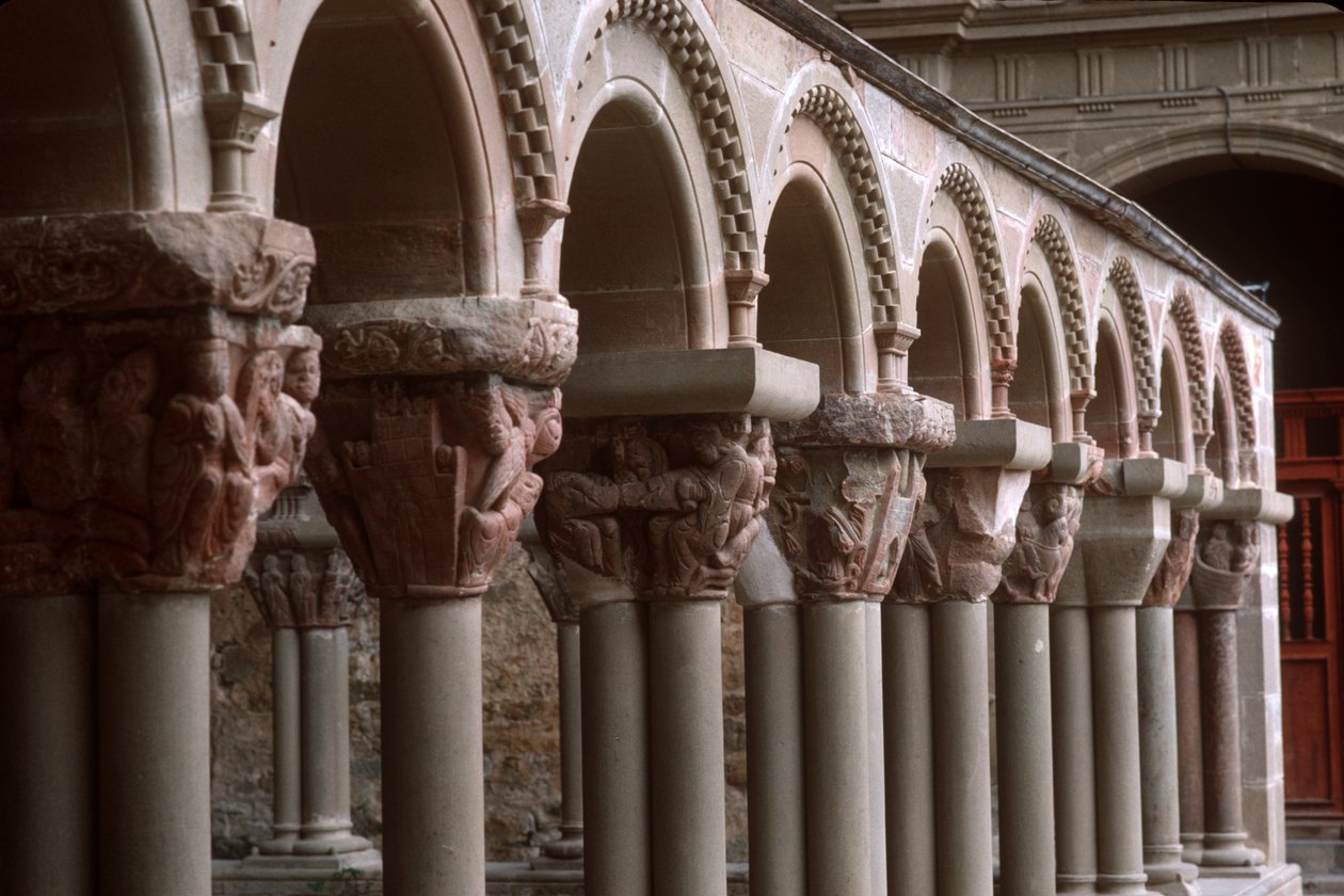View of arcade capitals in the cloister by Spanish School