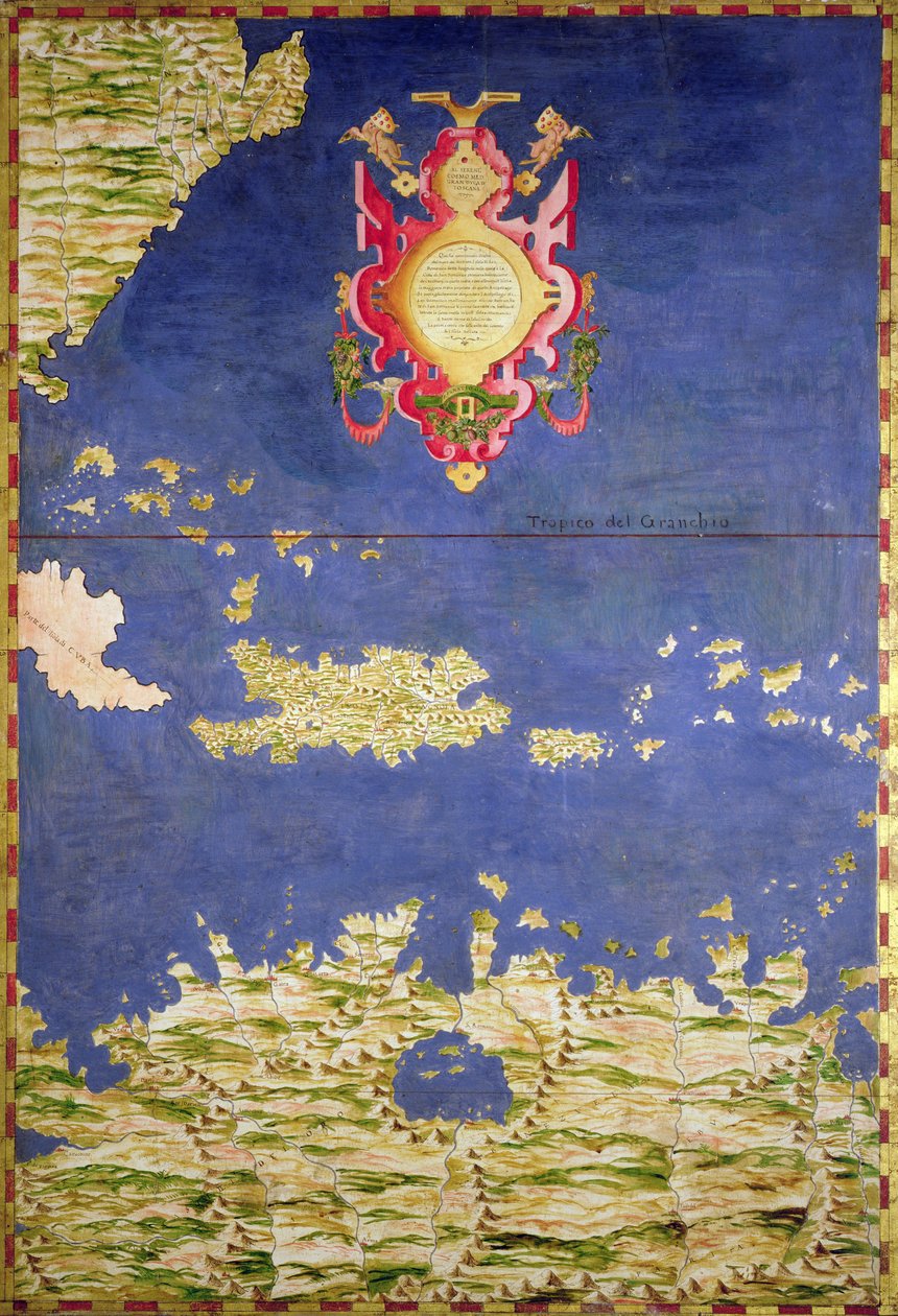 Map of the Caribbean islands by Stefano Bonsignori