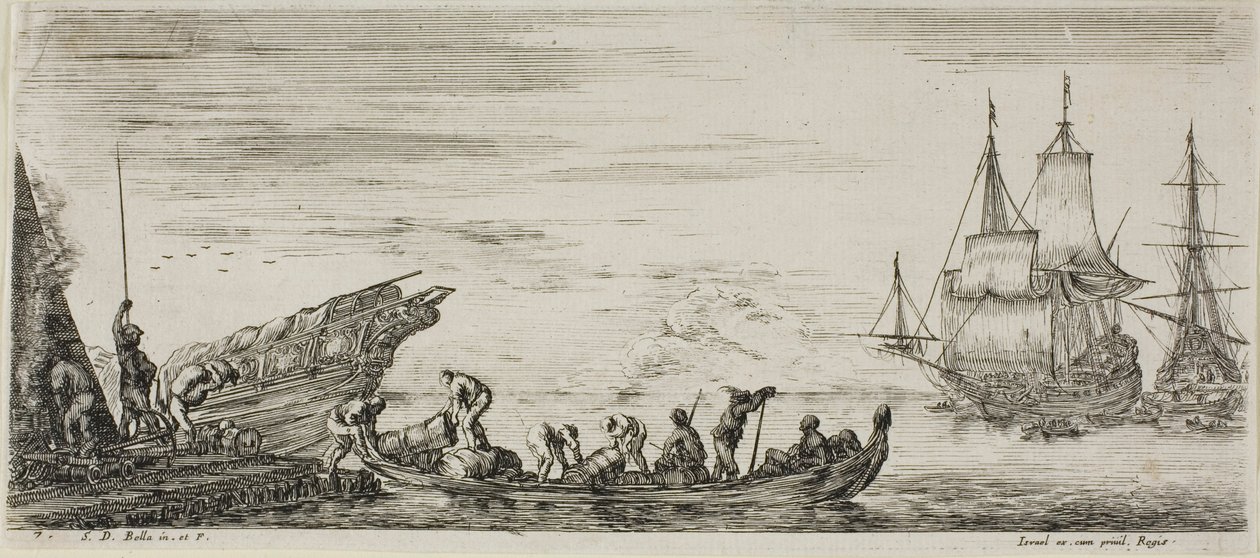 Plate One from Various Embarkments by Stefano della Bella