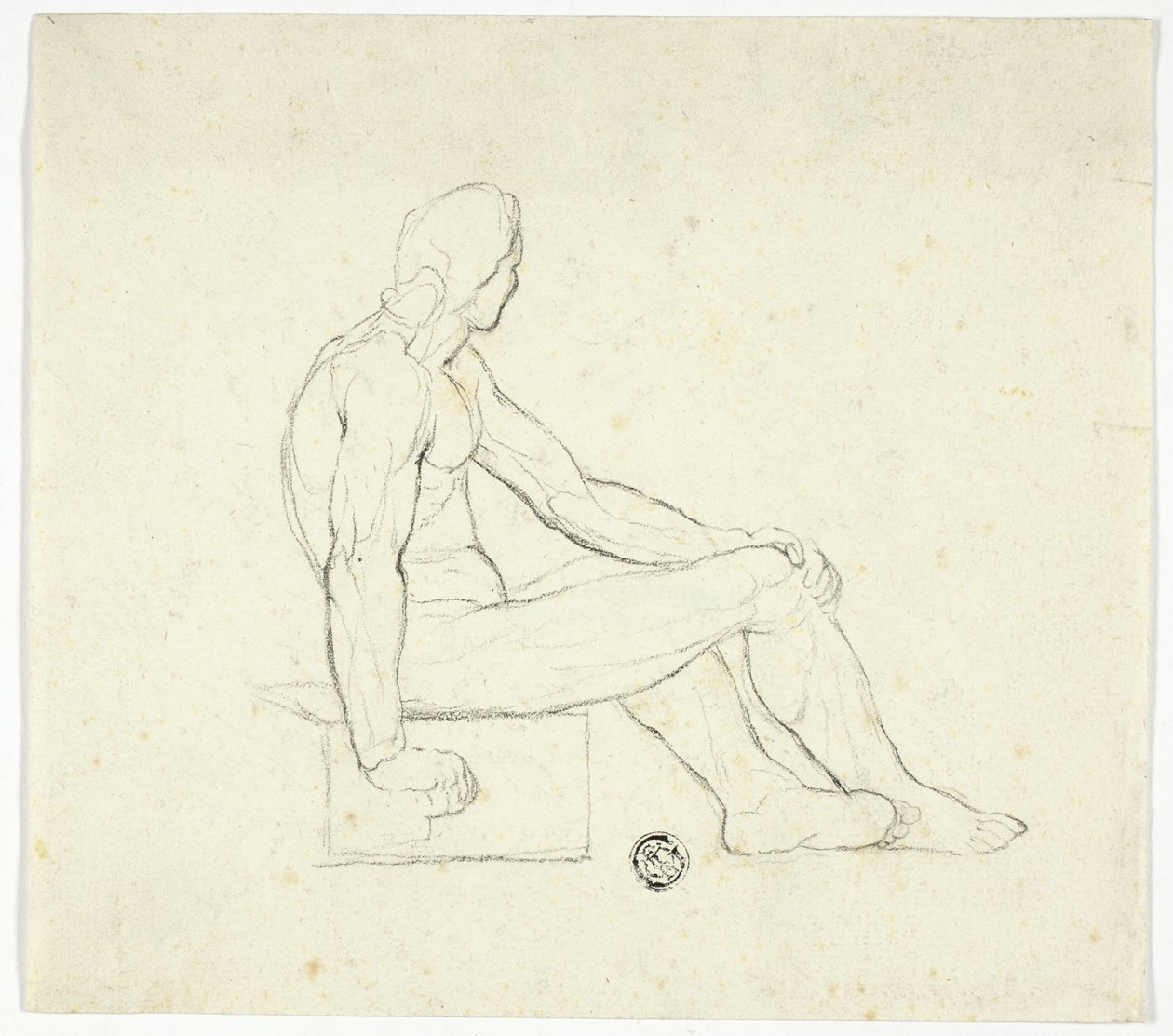 Seated Male Nude by Style of Jacques Louis David