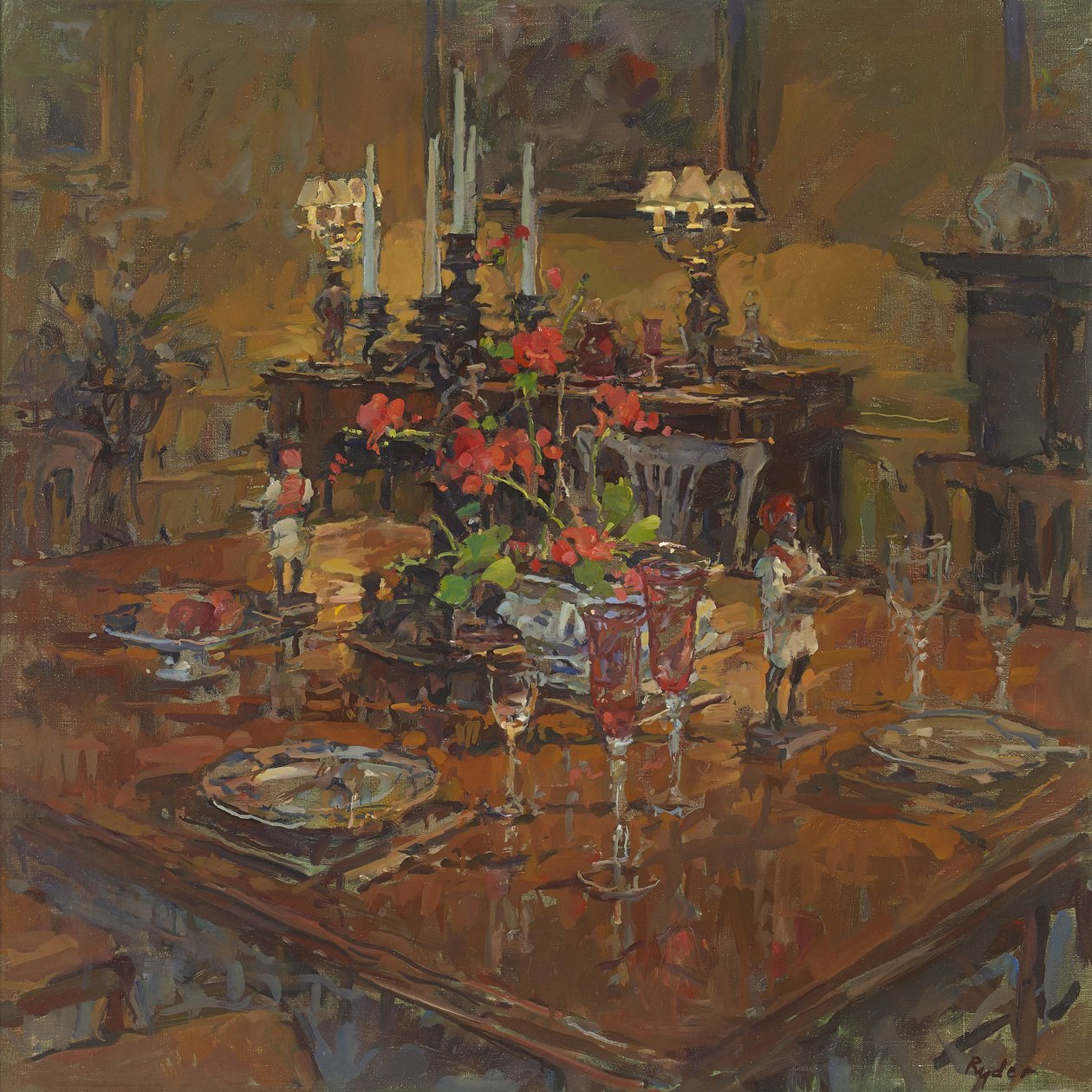 Dining Room with Geraniums by Susan Ryder