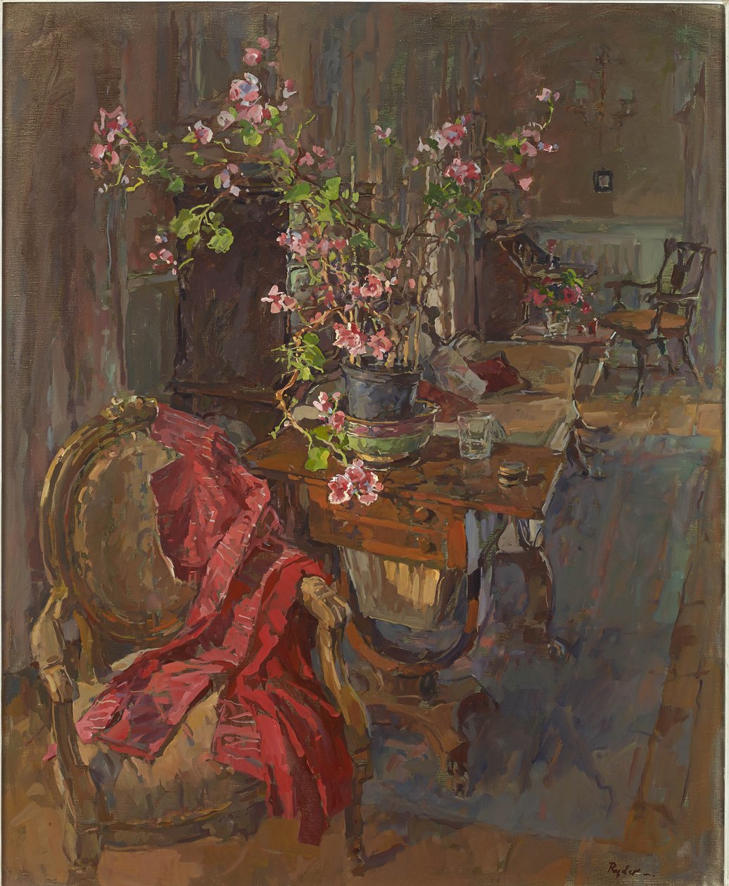 Red Coat with Geranium by Susan Ryder