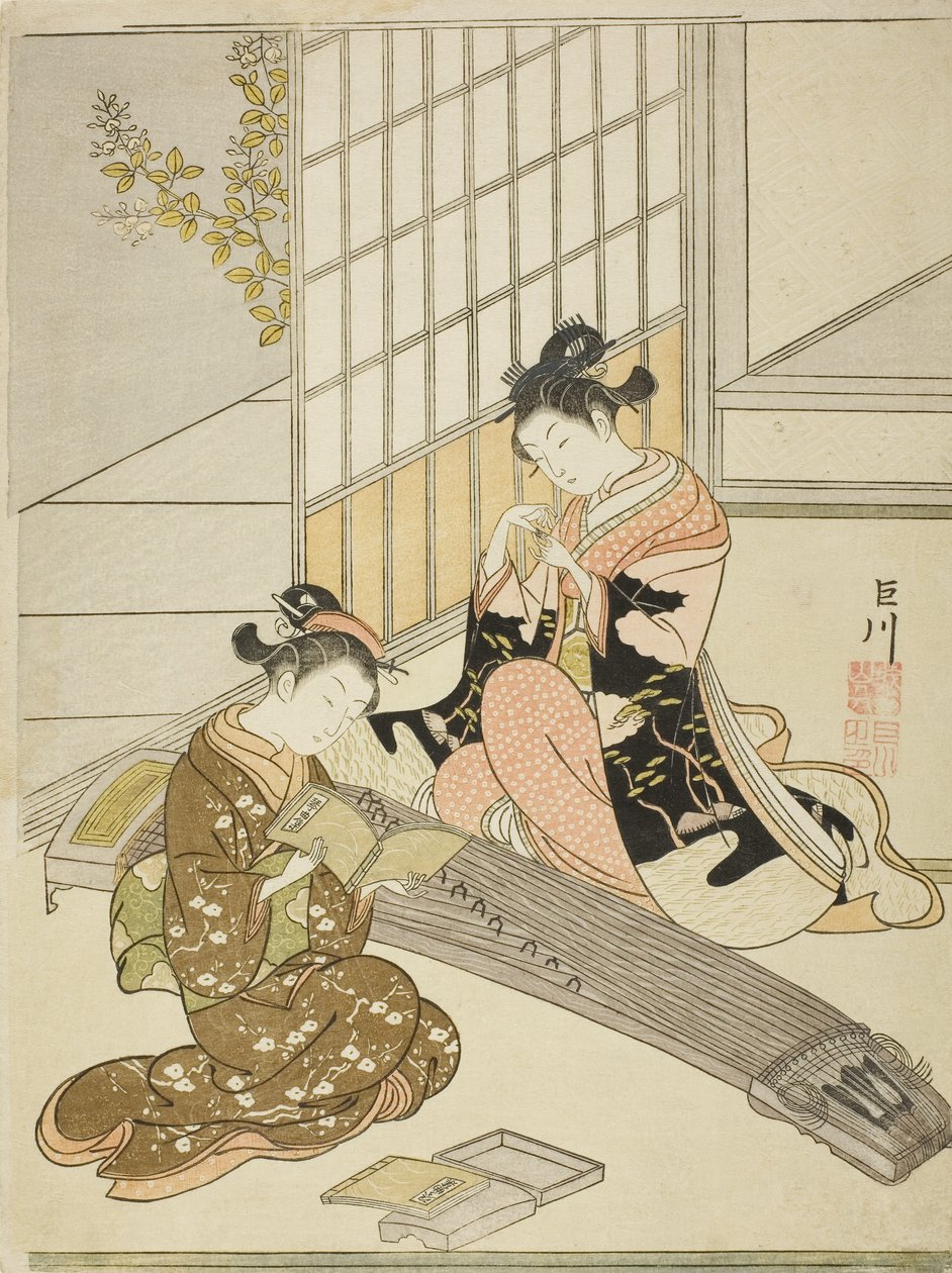 Descending Geese of the Koto Bridges by Suzuki Harunobu