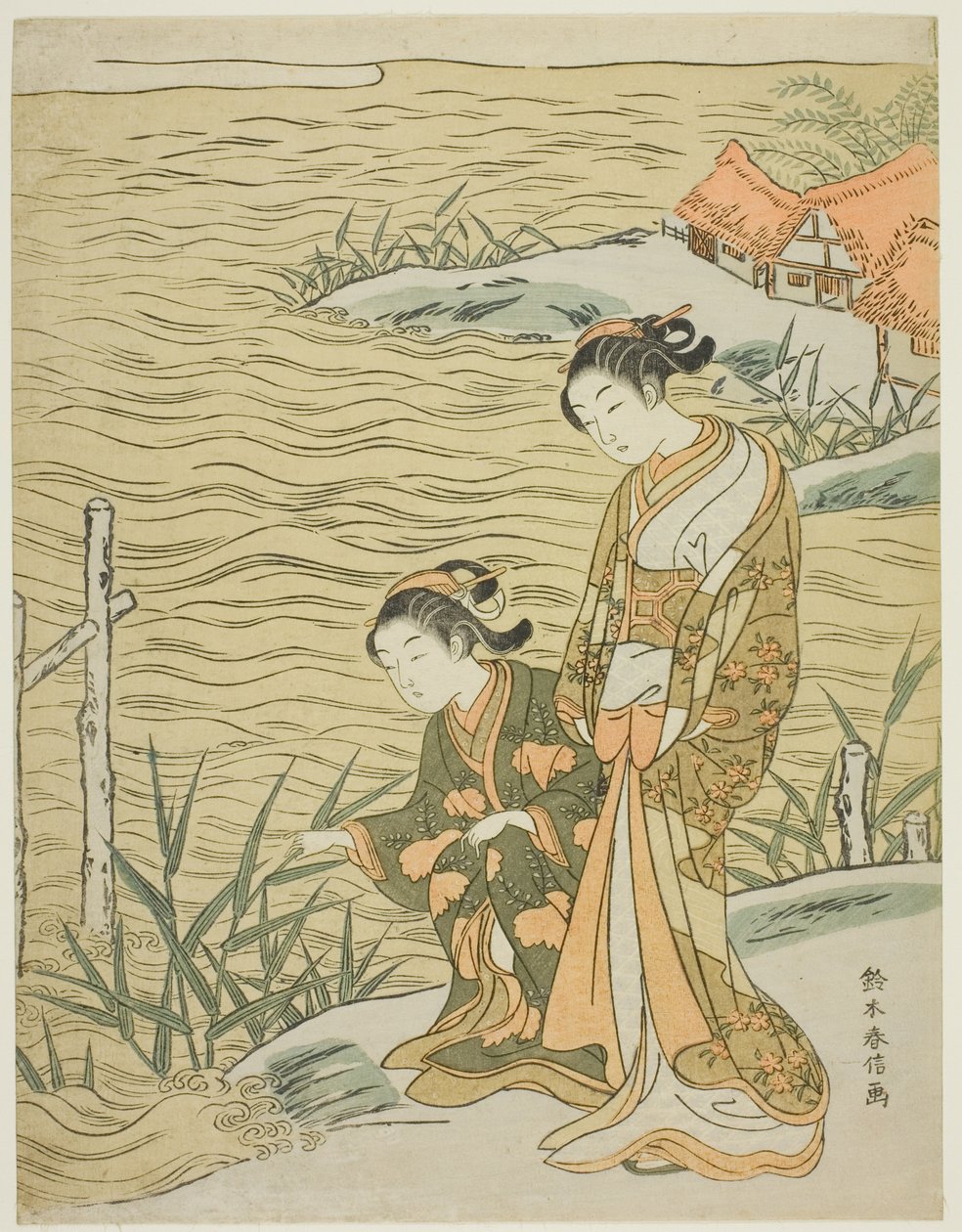 Two Women at the Waterside by Suzuki Harunobu