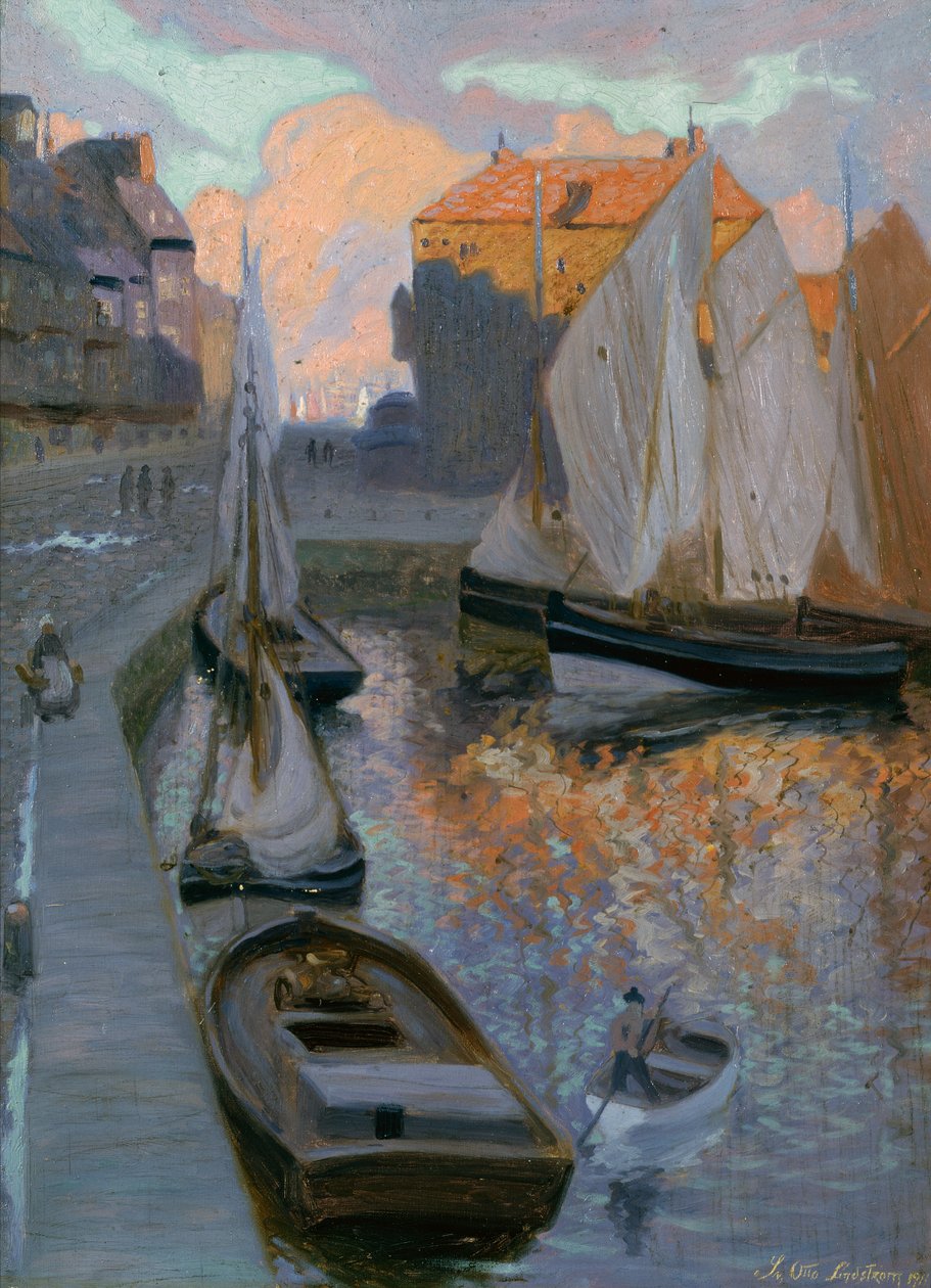 The Harbour at Honfleur by Sven Otto Lindstrom