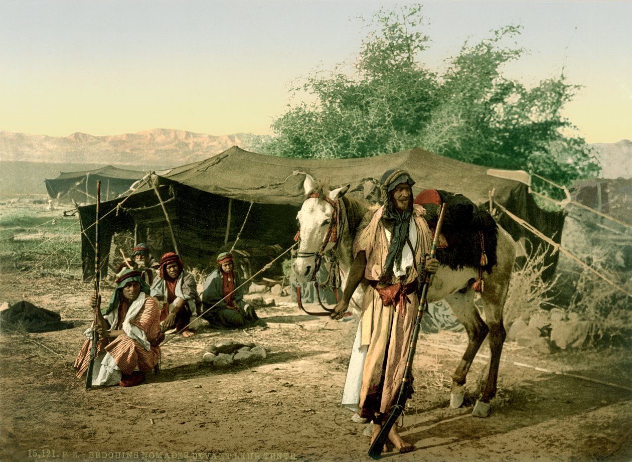 Bedouins in front of their tent in the Jordan Valley by Swiss Photographer