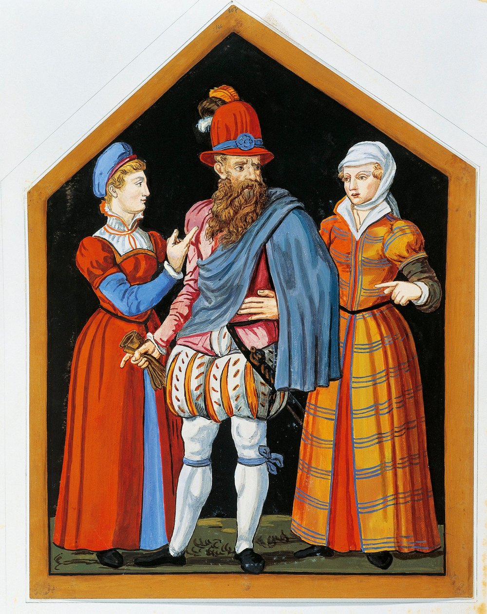 Two Prostitutes and the Pimp by Swiss School