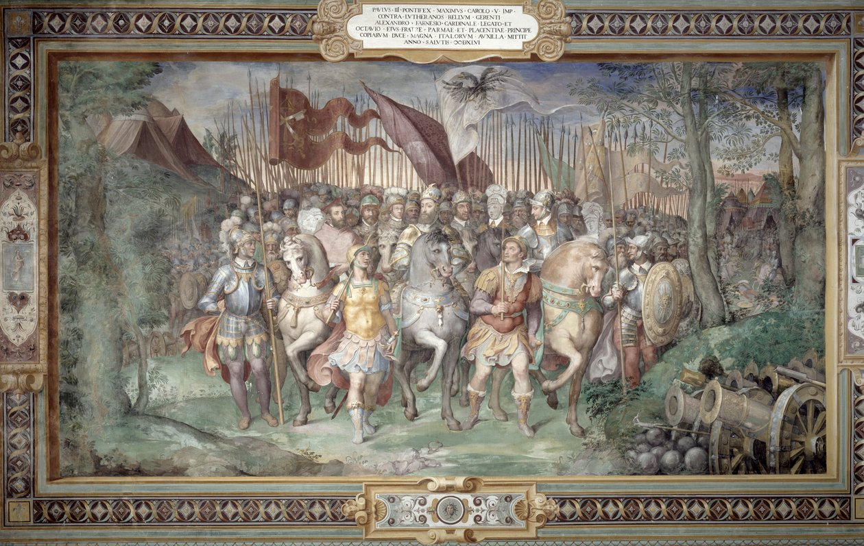 Charles V, Alessandro, and Ottaviano Farnese Leading the Army Against the Landgrave Phillip of Hesse in 1546 from the 