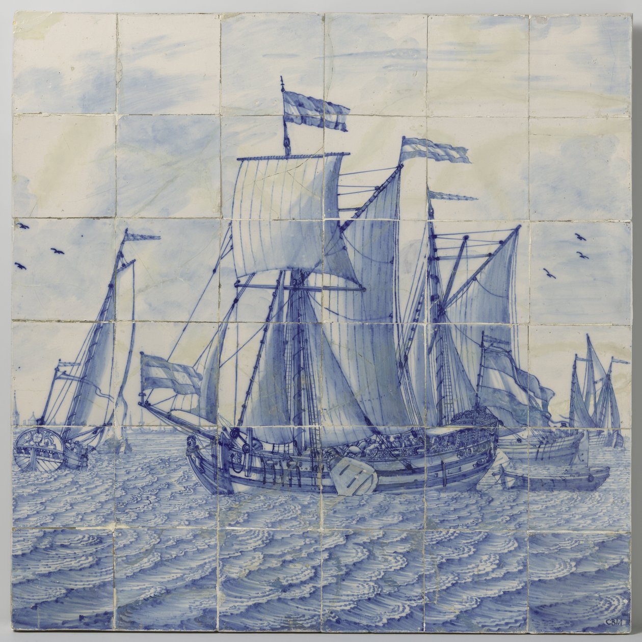 Tile Panel with a Seascape by Tegelbakkerij aan de Delftschevaart