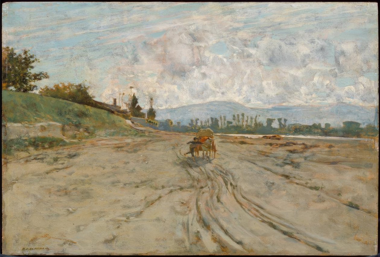 T. Signorini, Sienese Landscape with Cart by Telemaco Signorini