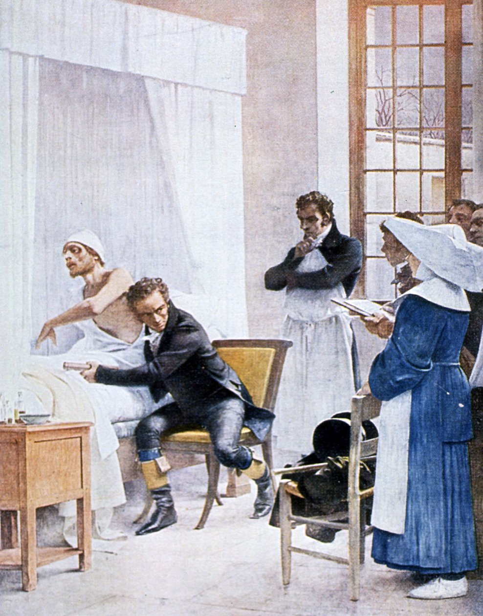 Rene Laennec Listening to the Chest of a Man with Consumption at the Necker Hospital by Theobald Chartran