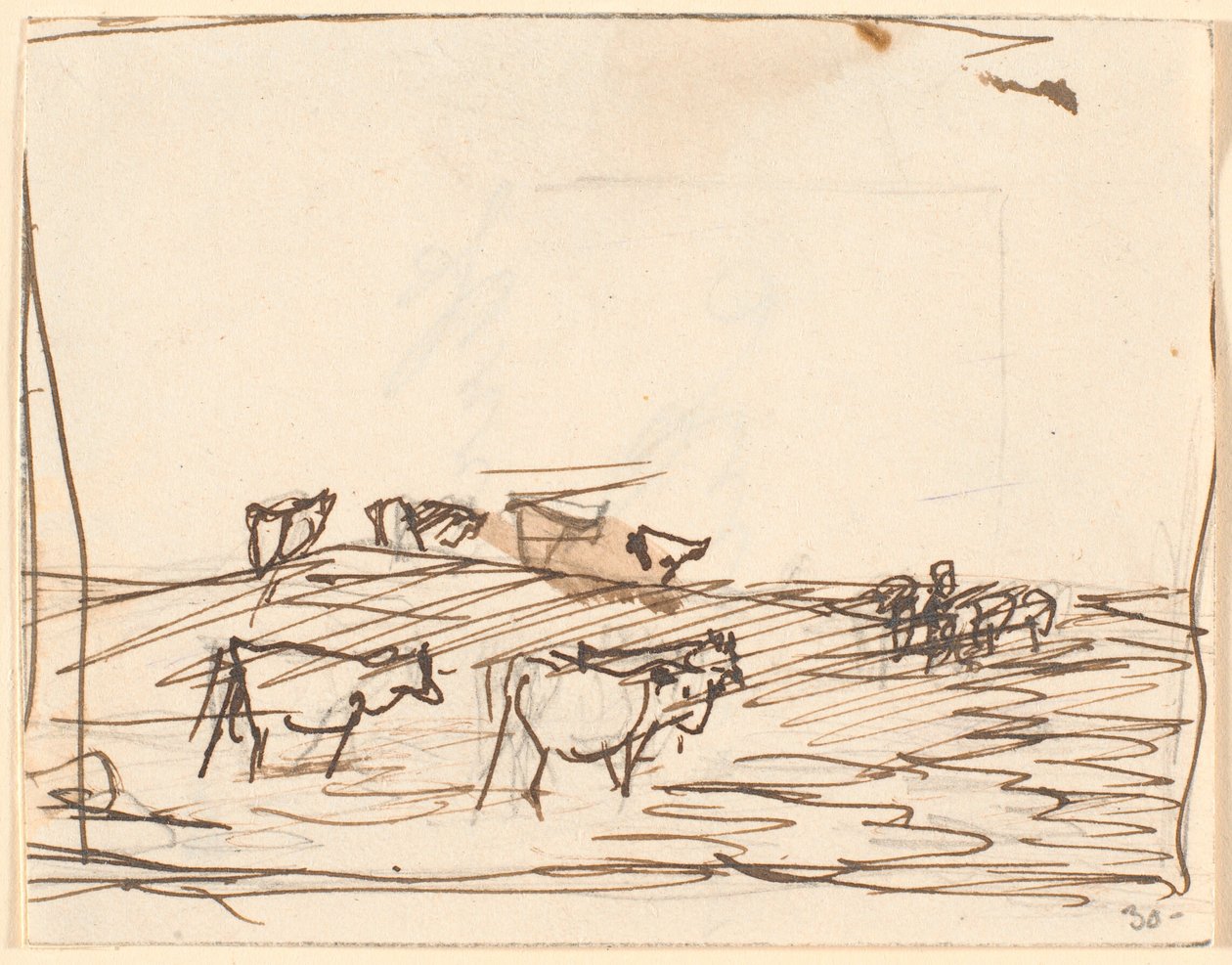 Sketch of Landscape with Cows by Theodor Philipsen