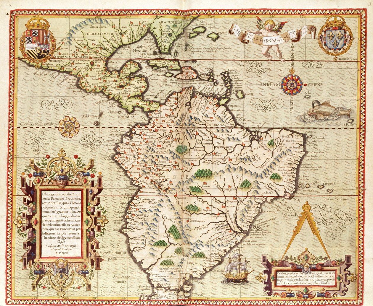Map of Central and South America, from 