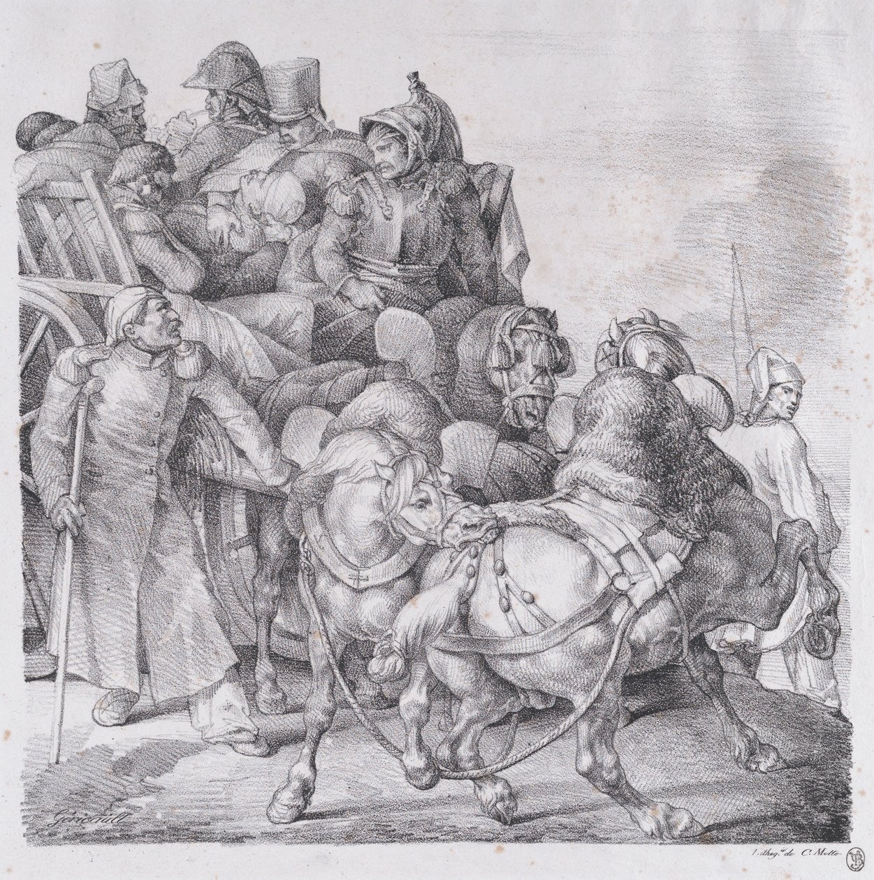 Cart Loaded with Wounded Soldiers by Theodore Gericault