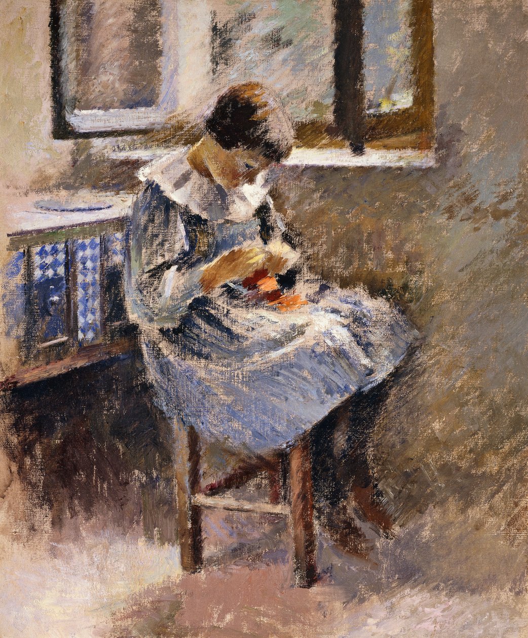 Girl Sewing by Theodore Robinson
