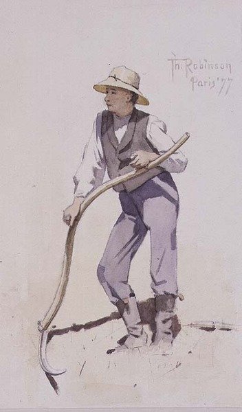 Youth Resting on a Scythe by Theodore Robinson