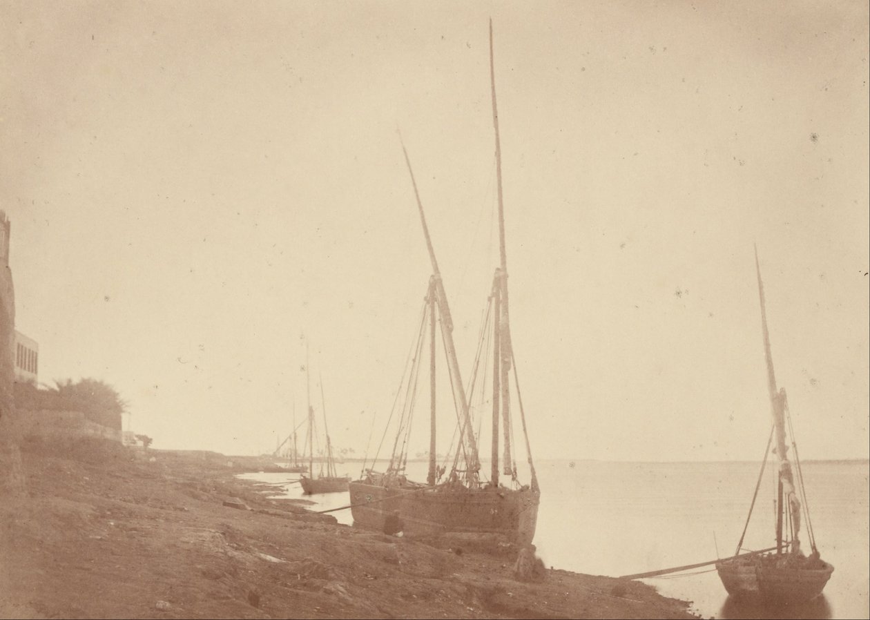 Sailing Boats on the Bank of the Nile by Théodule Devéria