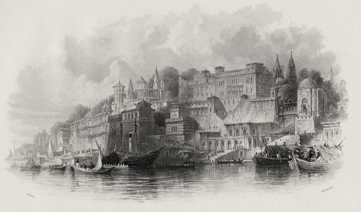 Benares, India, Engraved by A. Willmore by Thomas Allom