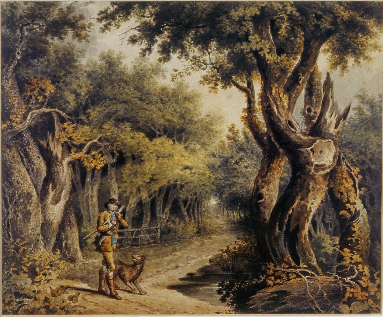 Forest Scene with Woodman and Dog by Thomas Barker of Bath