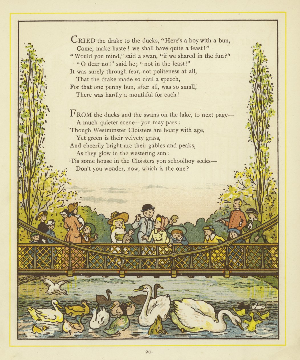 Lines of Verse Illustrated by an Image of People on a Bridge by Thomas Crane