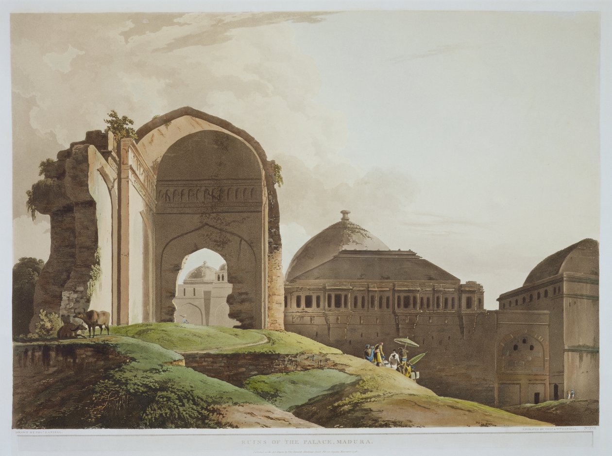 Ruins of the Palace, Madura, plate 17 from Part 2 of Oriental Scenery, engraved by the artist and William Daniell, 1798 by Thomas Daniell