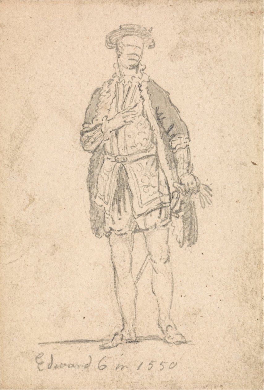 Figure Costume Study of Edward VI in 1550 by Thomas Girtin