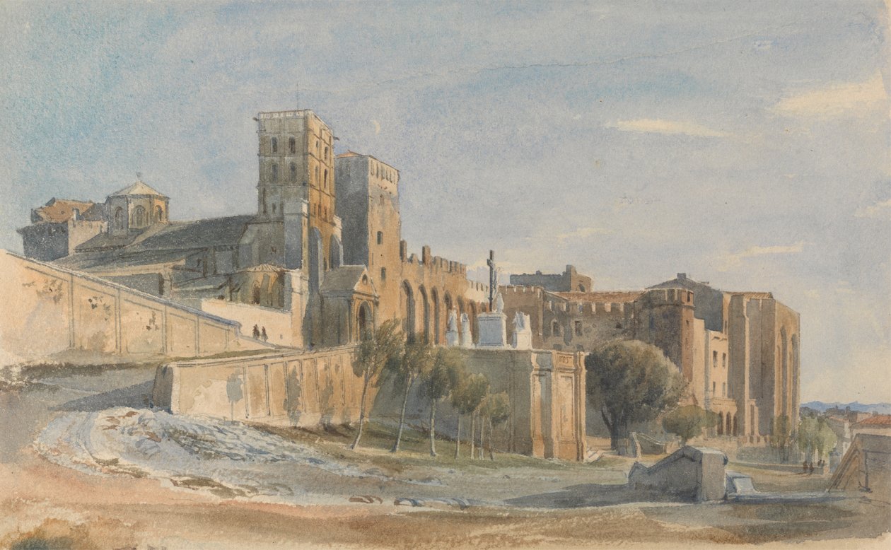 The Cathedral and Palace of the Popes, Avignon by Thomas Hartley Cromek