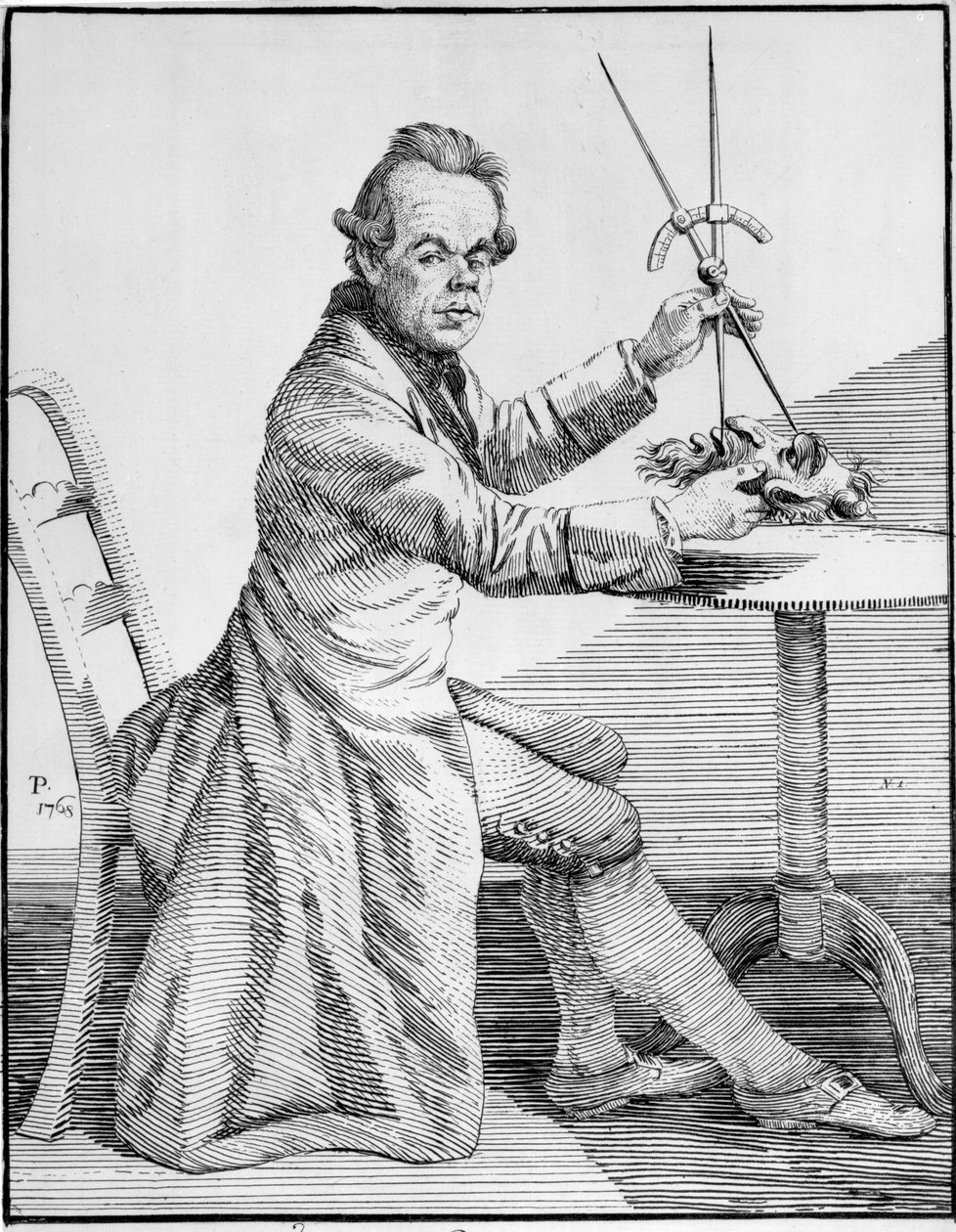 Self Portrait Holding Callipers Over a Mask, c.1768-70 by Thomas Patch
