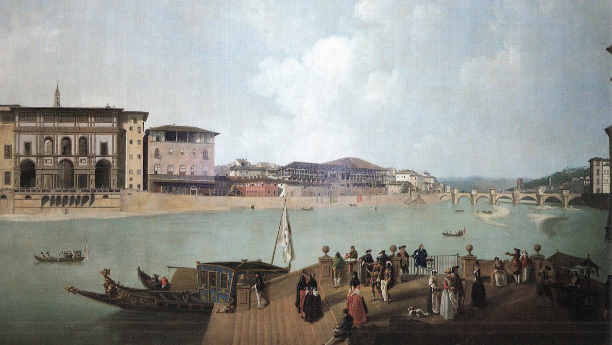 View of Florence from the Arno during Carnival time by Thomas Patch