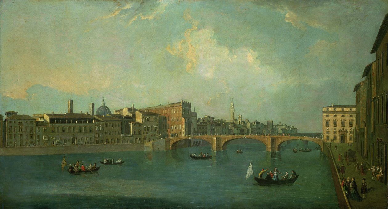 View of the Arno with Ponte Santa Trinita by Thomas Patch