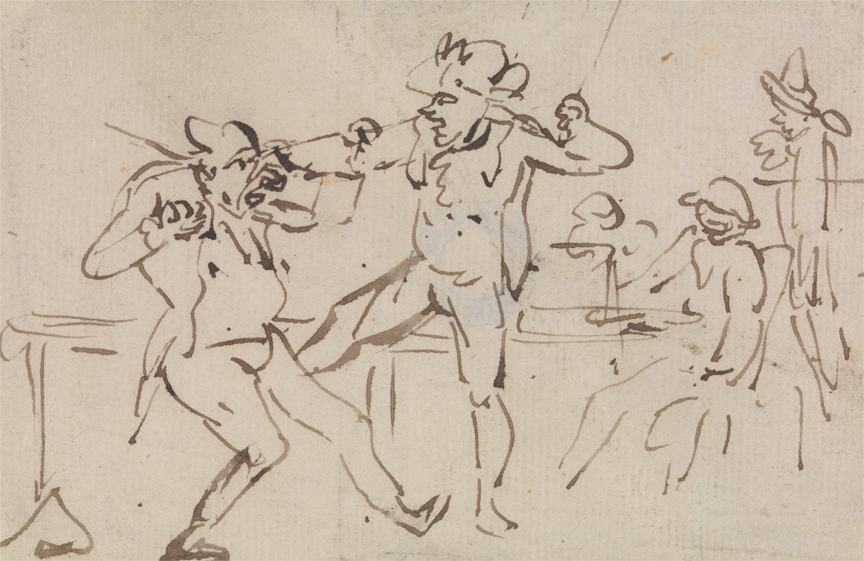 A Black Leg Detected Secreting Cards (a Study) by Thomas Rowlandson