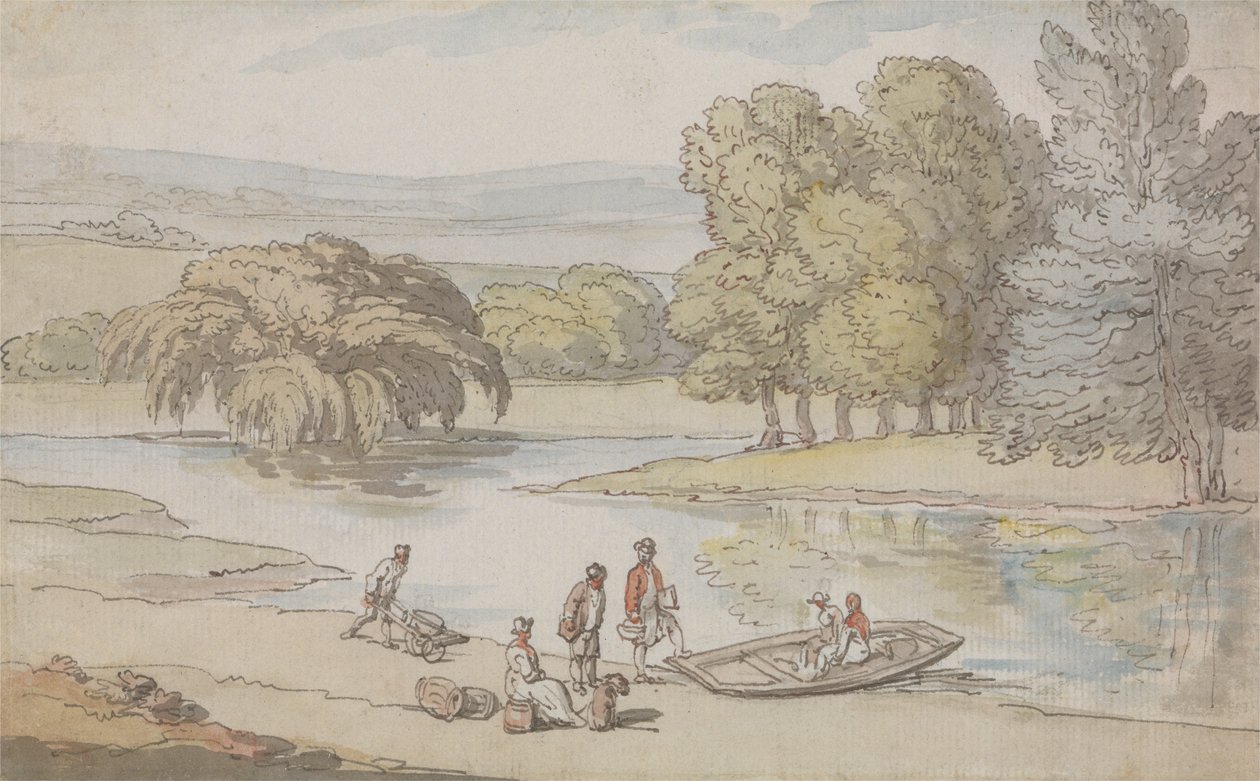 Figures by a Ferry by Thomas Rowlandson