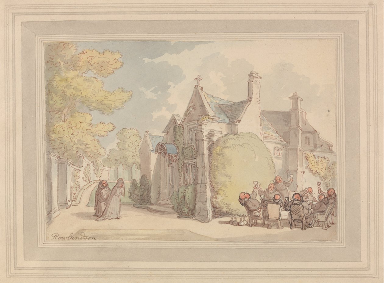 Monks Carousing Outside a Monastery by Thomas Rowlandson