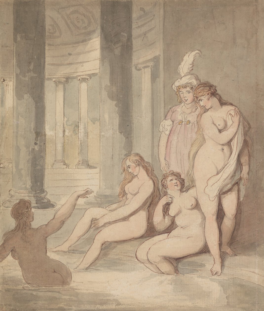 Nymphs at a Roman Bath by Thomas Rowlandson