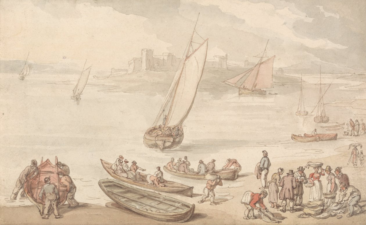 Selling Fish on a Beach by Thomas Rowlandson