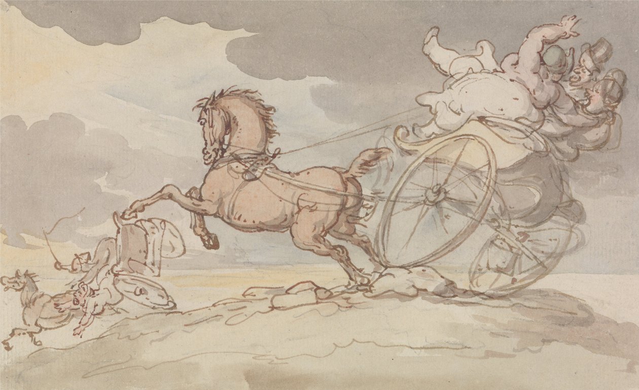 Two Gigs in Trouble by Thomas Rowlandson