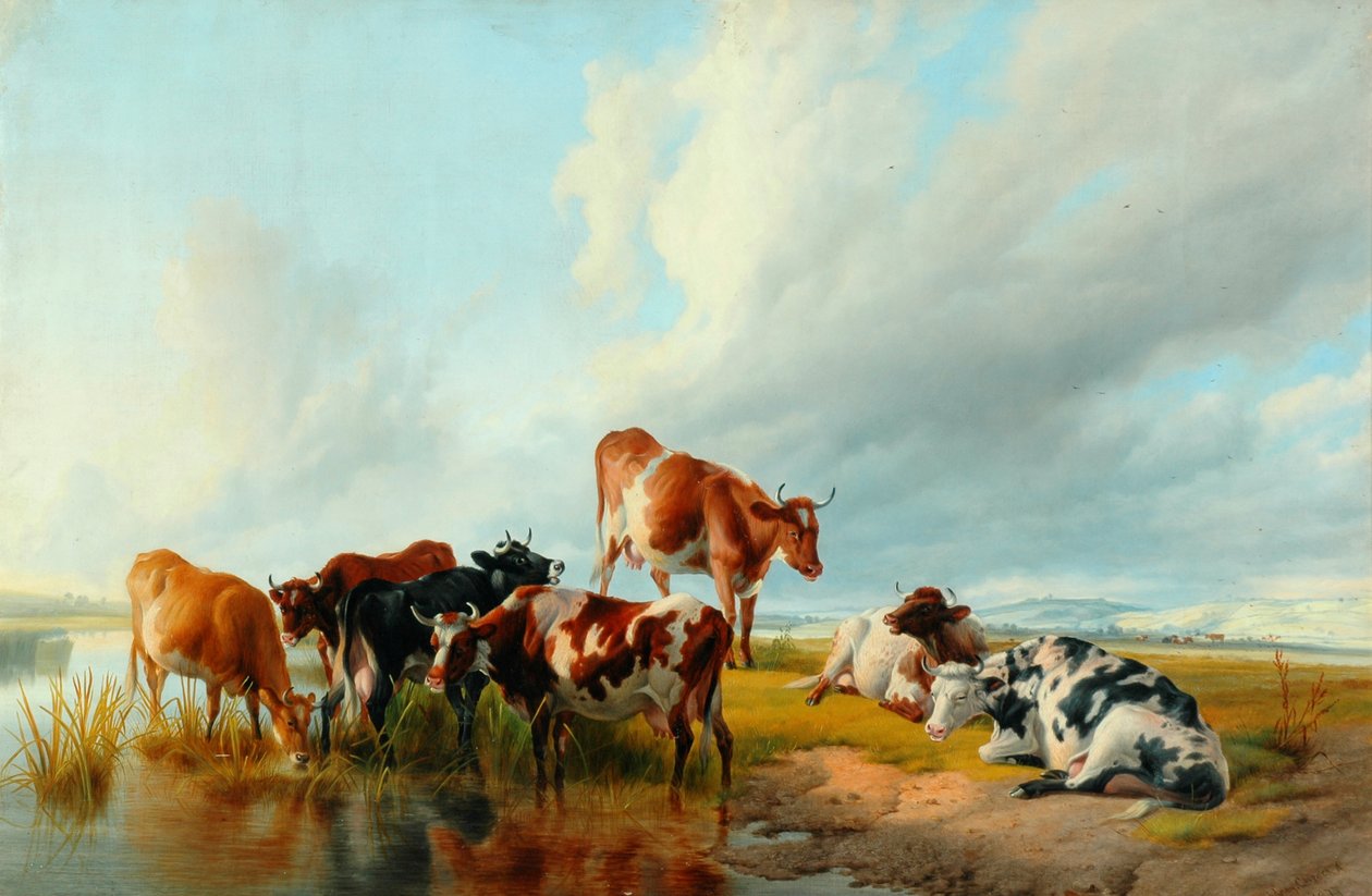 A Group of Cattle by Thomas Sidney Cooper