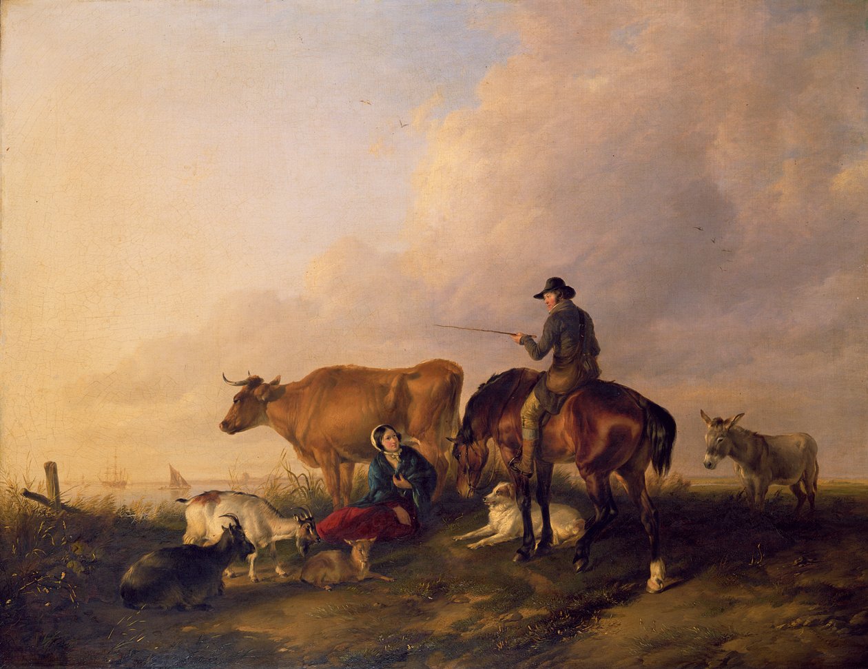 Coastal Landscape with Figures and Animals by Thomas Sidney Cooper