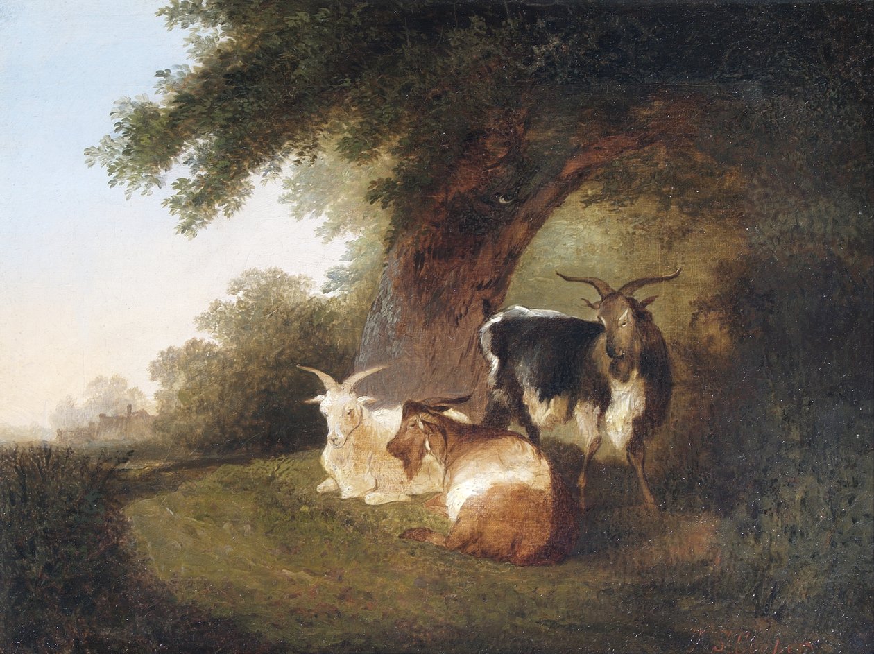 Three Goats in a Landscape by Thomas Sidney Cooper