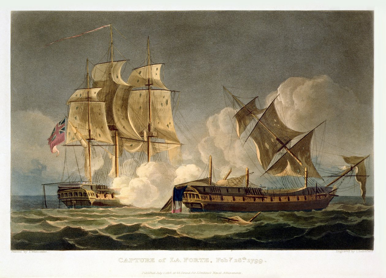 Capture of La Forte, February 28th 1799, engraved by Thomas Sutherland for J. Jenkins