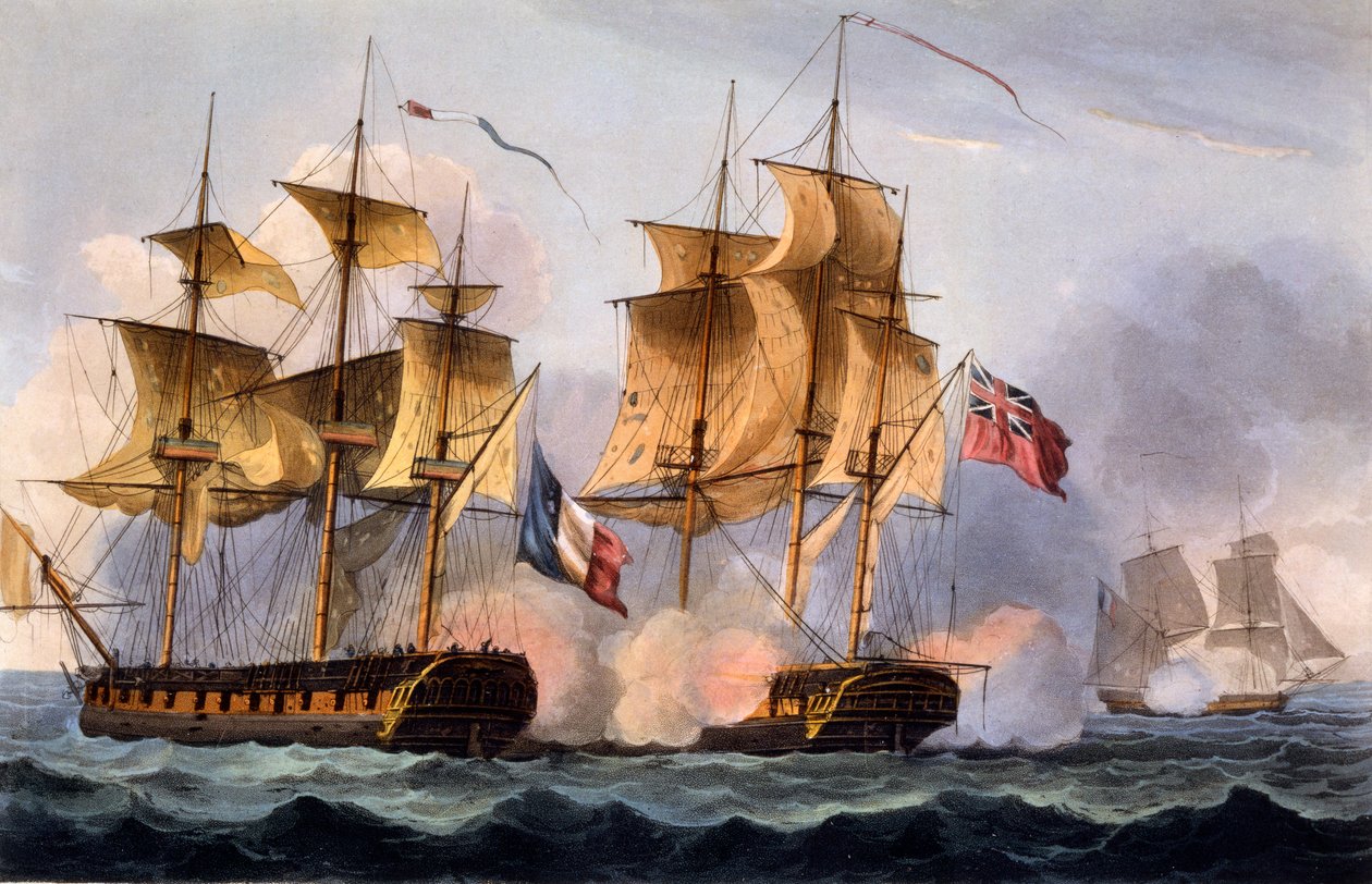 Capture of Le Desius, print made by Thomas Sutherland, from 