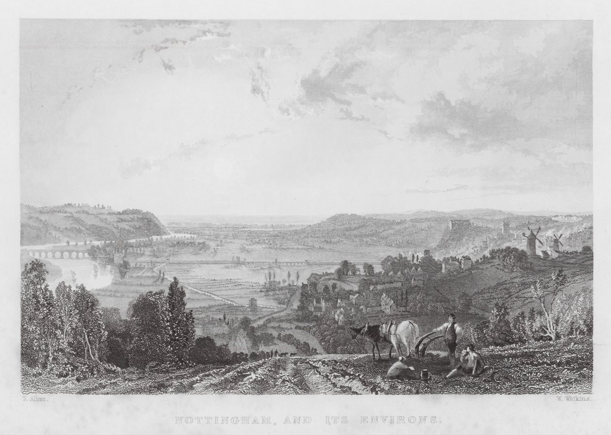 Nottingham, and its Environs (engraving) by Thomas (after) Allom