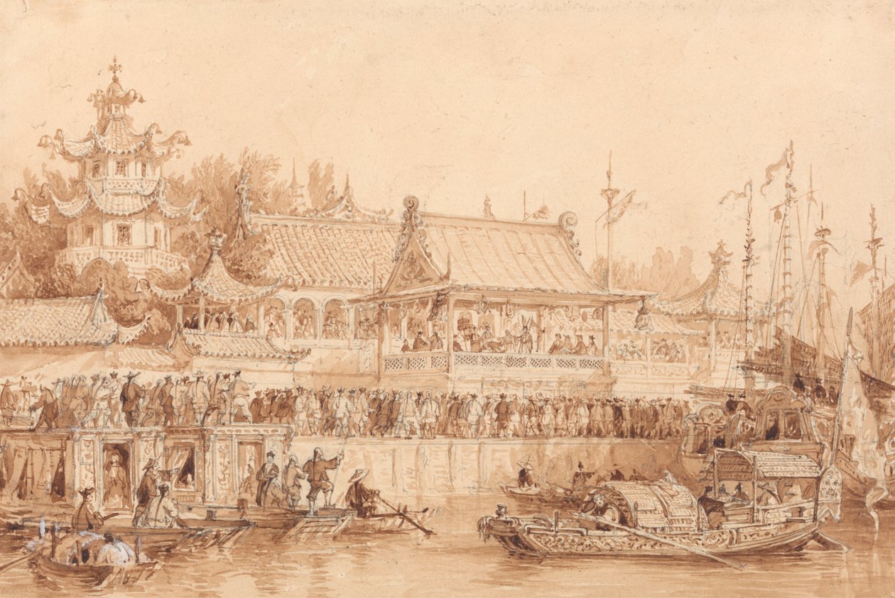 The Theater at Tien-Sin by Thomas Allom