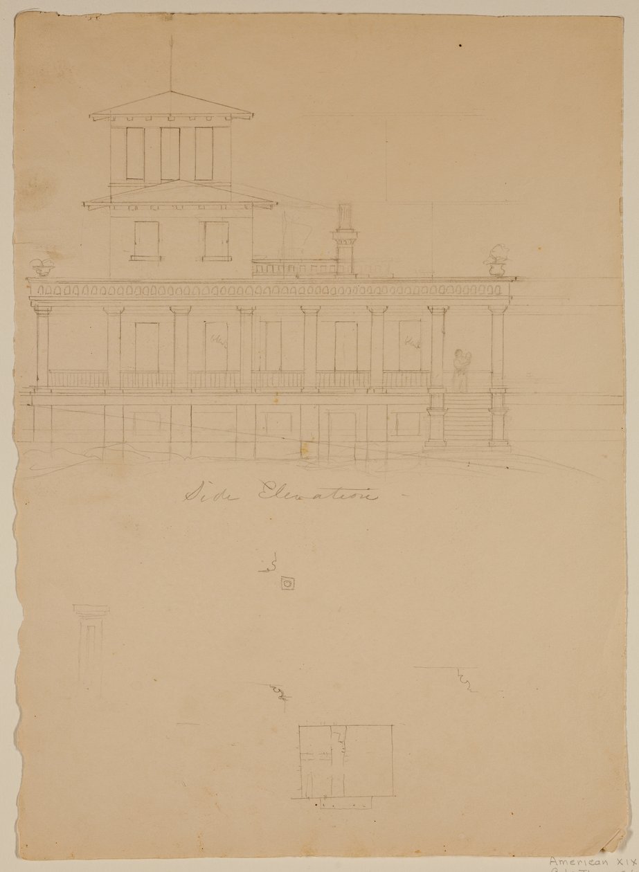 Side Elevation of Proposed Villa at Catskill by Thomas Cole