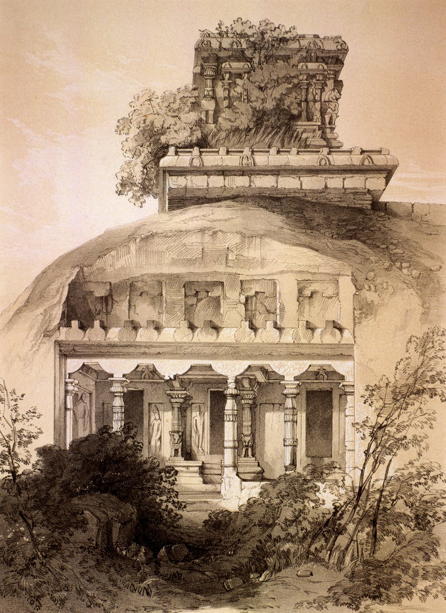 Cave with Structural Vimana, Mahavellipore by Thomas Colman Dibdin