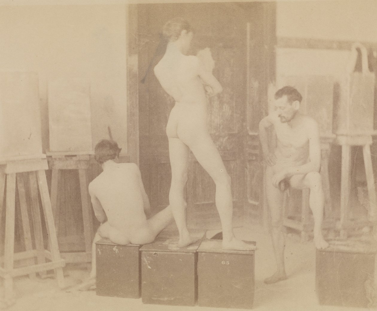 Three Nude Models in Painting Studio by Thomas Eakins